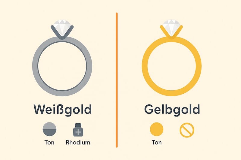 Welche Farbe: Weißgold oder Gelbgold?