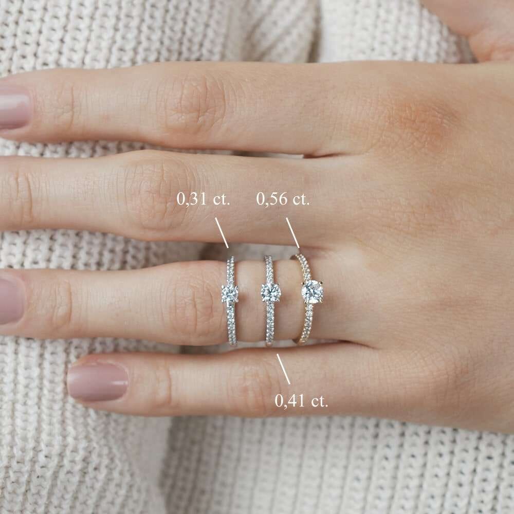 0,45 Karat Pavé Verlobungsring, 14k Gelbgold, Mit 20 Diamanten (D-Farbe, VVS1) – US-Herstellung
