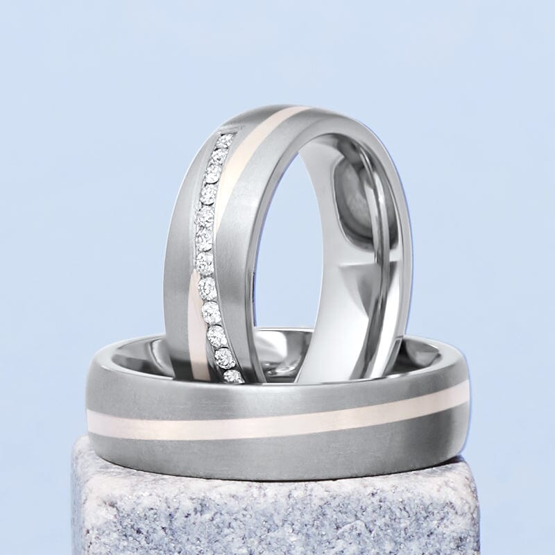 Damenring 6 mm Ring Keramik  Edelstahl Titan Zirkonia Steine Verlobungsring